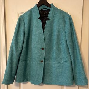 Talbots Classic Shetland Blazer - Aquamarine Bicolor Herringbone